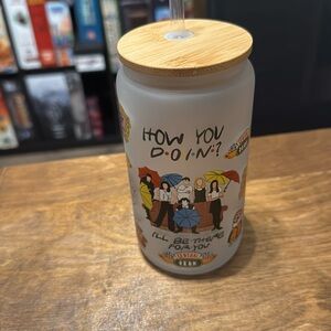 Friends glass covered with straw